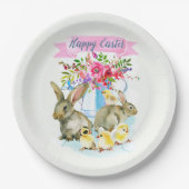 Assiettes En Carton Joyeuse Pâques Aquarelle Printemps (Devant)