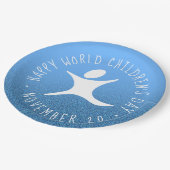 Assiettes En Carton Joyeuse Parties scintillant Bleue de la Journée Mo (Angle)