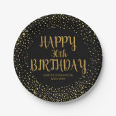 Assiettes En Carton Joyeuse Parties scintillant d'or d'anniversaire n' (Devant)