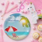 Assiettes En Carton Joyeuse plage de Noël (Fête)