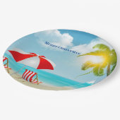 Assiettes En Carton Joyeuse plage de Noël (Angle)