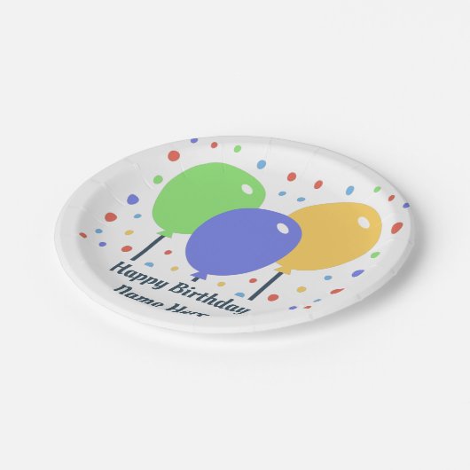 Assiettes En Carton Joyeuse plaque de papier d'anniversaire avec ballo (Angle)