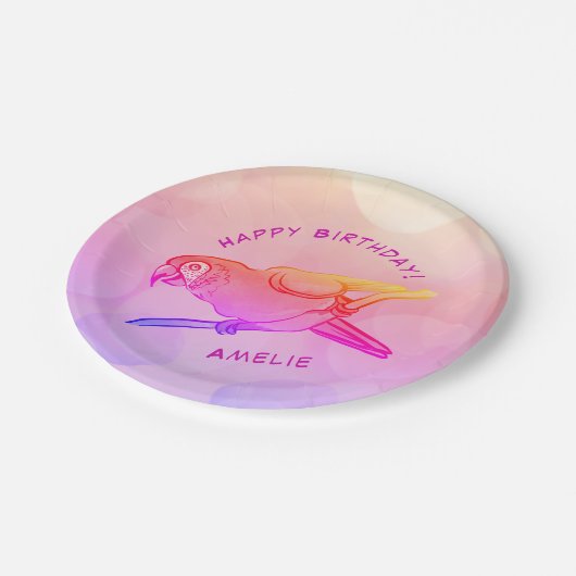 Assiettes En Carton Joyeuse plaque de papier perroquet d'anniversaire (Angle)