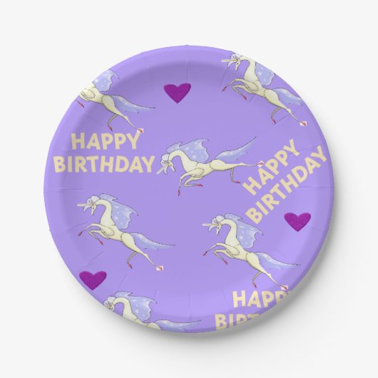 Assiettes En Carton Joyeuse Plaques de papier d'anniversaire violet Un (Devant)