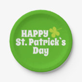 Assiettes En Carton Joyeuse Saint Patrick`s day Green Lucky Shamrock (Devant)