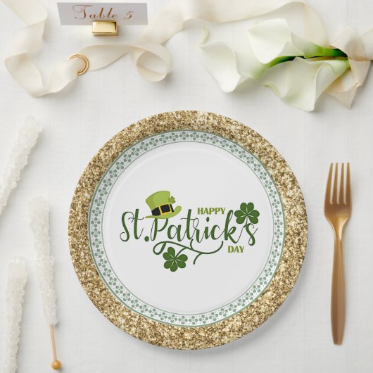 Assiettes En Carton Joyeuse Saint Patrick's Day, design de vacances, (Mariage)