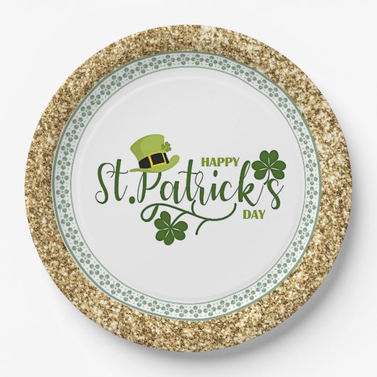 Assiettes En Carton Joyeuse Saint Patrick's Day, design de vacances, (Devant)