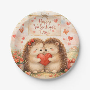 Assiettes En Carton Joyeuse Saint-Valentin Illustration d'amour de hér