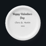 Assiettes En Carton Joyeuse Saint-Valentin nom date simple minimaliste<br><div class="desc">conception</div>