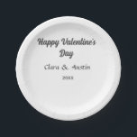 Assiettes En Carton Joyeuse Saint-Valentin nom date simple minimaliste<br><div class="desc">conception</div>