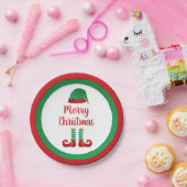 Assiettes En Carton Joyeuse tenue Elf Noël Typographie rouge (Fête)