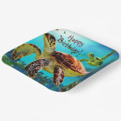 Assiettes En Carton Joyeuse tortue marine d'anniversaire (Angulaire)
