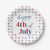 Assiettes En Carton Joyeuses 4 juillet étoiles patriotiques Rouge Blan (Devant)