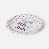 Assiettes En Carton Joyeuses 4 juillet étoiles patriotiques Rouge Blan (Angle)