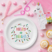 Assiettes En Carton Joyeuses et lumineuses lumières de Noël (Fête)