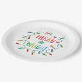 Assiettes En Carton Joyeuses et lumineuses lumières de Noël (Angle)