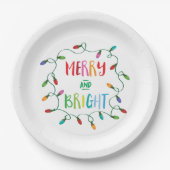 Assiettes En Carton Joyeuses et lumineuses lumières de Noël (Devant)