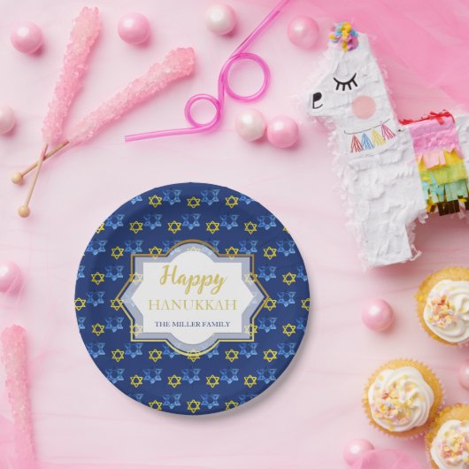 Assiettes En Carton Joyeuses Etoiles D'Aquarelle Hanoukka De David (Fête)