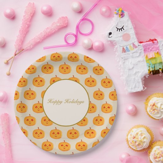 Assiettes En Carton Joyeuses fêtes Citrouilles (Fête)