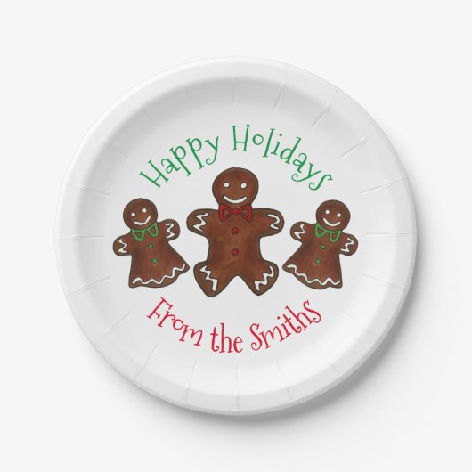 Assiettes En Carton Joyeuses fêtes Gingerbread Homme Noël Cookies (Devant)