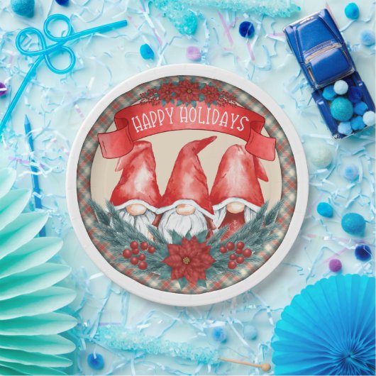 Assiettes En Carton Joyeuses fêtes Gnomes Plaques en papier (Fête)