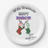 Assiettes En Carton Joyeuses fêtes Joyeux endroit avec Gratitude (Devant)