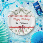 Assiettes En Carton Joyeuses fêtes Mistletoe Red Bow Custom Christmas (Fête)