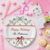 Assiettes En Carton Joyeuses fêtes Mistletoe Red Bow Custom Christmas (Fête)