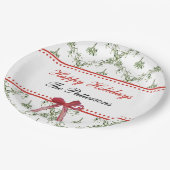 Assiettes En Carton Joyeuses fêtes Mistletoe Red Bow Custom Christmas (Angle)