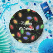 Assiettes En Carton Joyeuses fêtes Noël lumières à cordes (Fête)