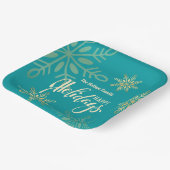 Assiettes En Carton Joyeuses fêtes Noël or flocons verts (Angulaire)