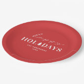 Assiettes En Carton Joyeuses fêtes | Noël rouge et fête du Nouvel An (Angle)