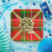 Assiettes En Carton Joyeuses fêtes Noël Tartan Motif Rouge Vert (Fête)