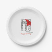 Assiettes En Carton Joyeuses fêtes NYC Brooklyn Bridge Noël à NY (Devant)