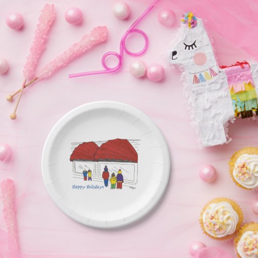 Assiettes En Carton Joyeuses fêtes NYC Fenêtre Shopping Noël (Fête)