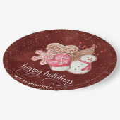 Assiettes En Carton Joyeuses fêtes, pain d'épices, biscuits, rouge et  (Angle)