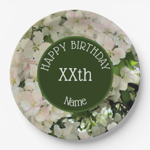 Assiettes En Carton Joyeuses fleurs de fleurs d'anniversaire personnal