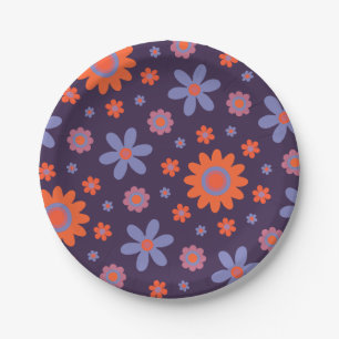 Assiettes En Carton Joyeuses Fleurs Rétro mignonnes les années 70 Hipp