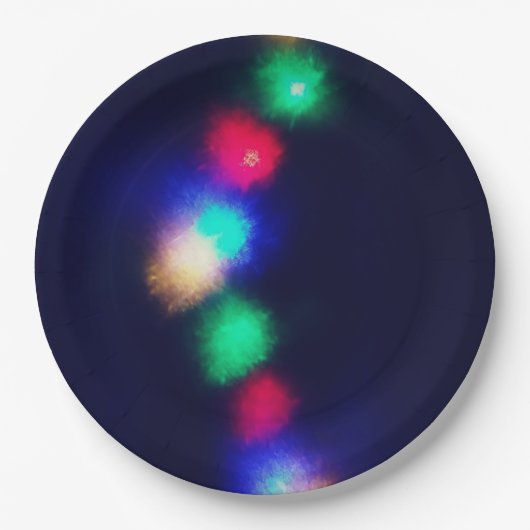 Assiettes En Carton Joyeuses lumières de Noël (Devant)