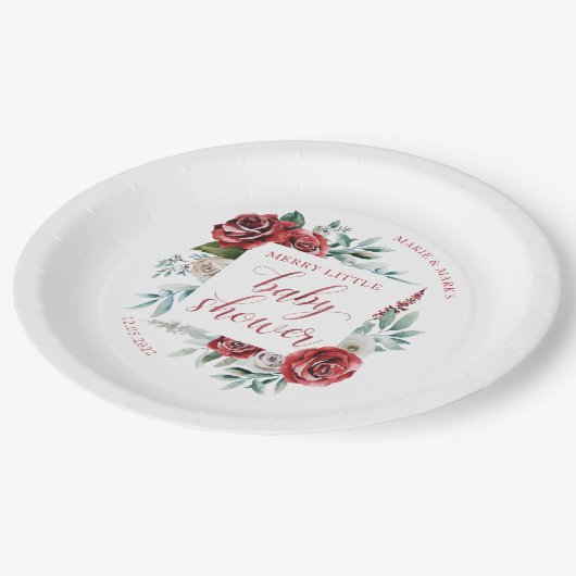 Assiettes En Carton Joyeuses petites plaques de Noël Baby shower (Angle)