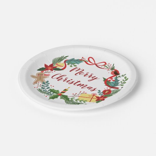 Assiettes En Carton Joyeuses plaques à papier simples de la guirlande (Angle)