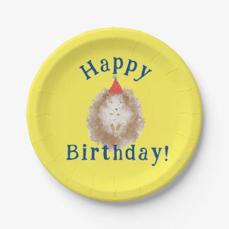 Assiettes En Carton Joyeuses plaques de hérisson d'anniversaire
