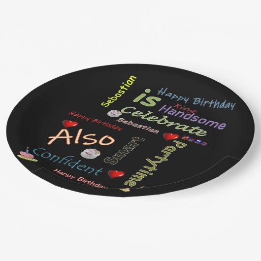 Assiettes En Carton Joyeuses Plaques de papier d'anniversaire Sebastia (Angle)