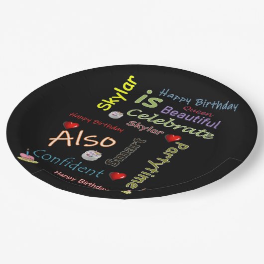 Assiettes En Carton Joyeuses Plaques de papier d'anniversaire Skylar (Angle)