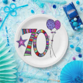 Assiettes En Carton Joyeuses plaques de papier du 70e anniversaire (Fête)