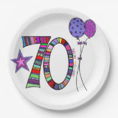 Assiettes En Carton Joyeuses plaques de papier du 70e anniversaire (Devant)