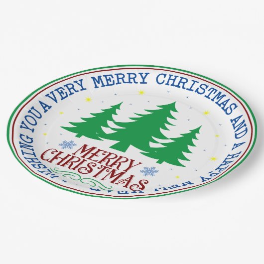 Assiettes En Carton Joyeuses plaques en papier de Noël (Angle)