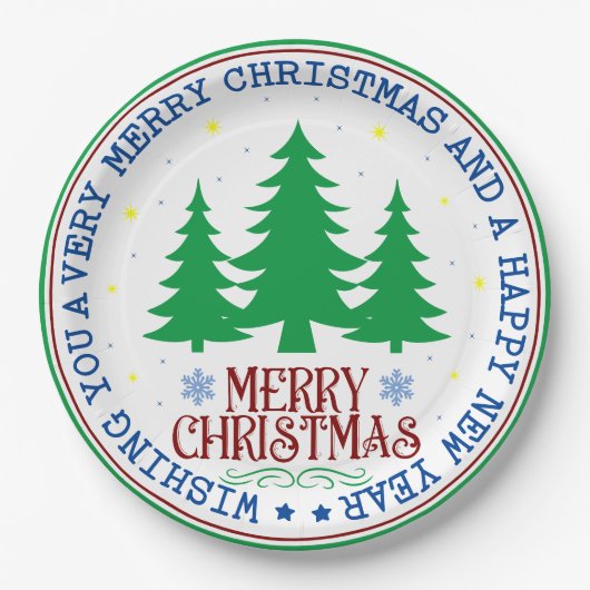 Assiettes En Carton Joyeuses plaques en papier de Noël (Devant)