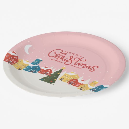 Assiettes En Carton Joyeuses plaques en papier de Noël | Fête (Angle)