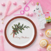 Assiettes En Carton Joyeuses Plaques Holly de Noël (Fête)